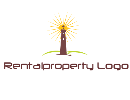 lighthouse with rays logo