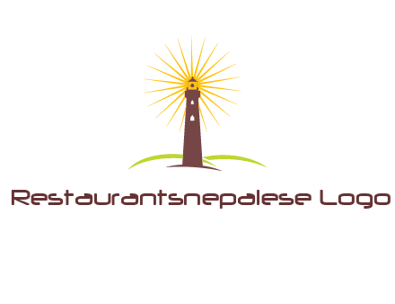 lighthouse with rays logo