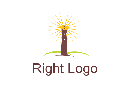 lighthouse with rays logo