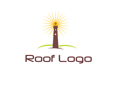 lighthouse with rays logo
