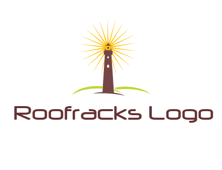 lighthouse with rays logo