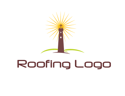 lighthouse with rays logo