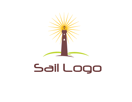lighthouse with rays logo