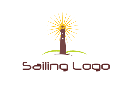 lighthouse with rays logo
