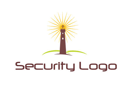 lighthouse with rays logo