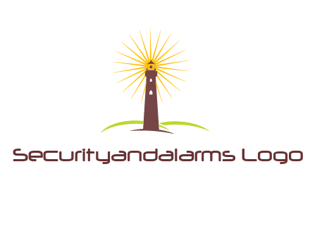 lighthouse with rays logo