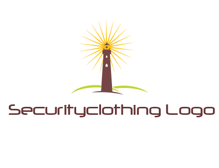lighthouse with rays logo