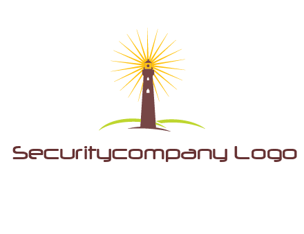 lighthouse with rays logo