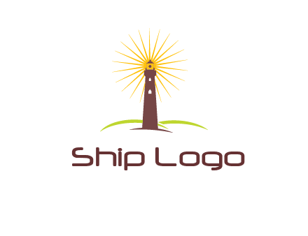 lighthouse with rays logo