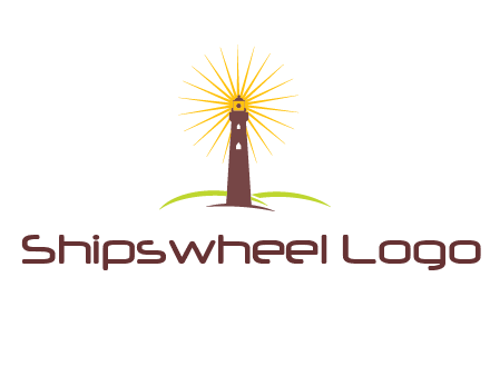 lighthouse with rays logo