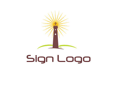 lighthouse with rays logo