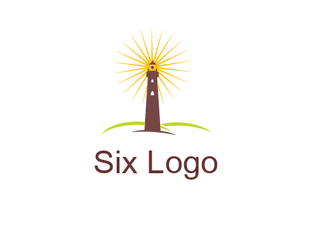lighthouse with rays logo