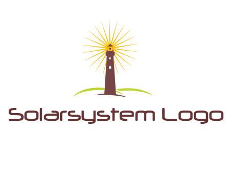 lighthouse with rays logo