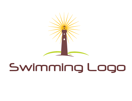lighthouse with rays logo