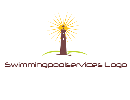 lighthouse with rays logo