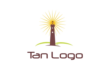 lighthouse with rays logo