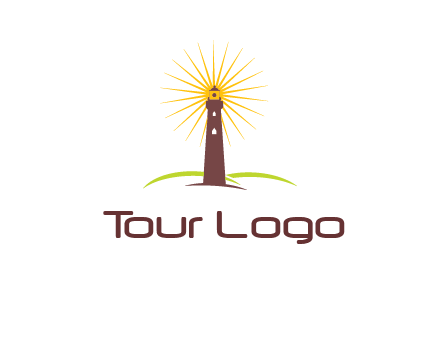 lighthouse with rays logo