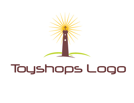 lighthouse with rays logo