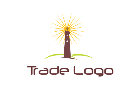 lighthouse with rays logo