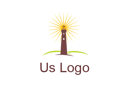 lighthouse with rays logo