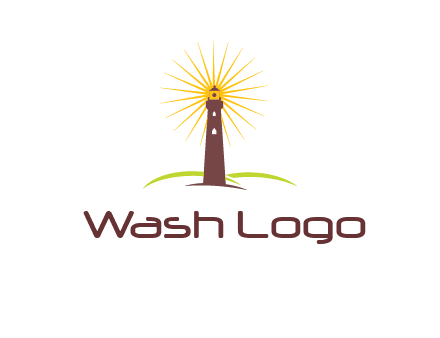lighthouse with rays logo