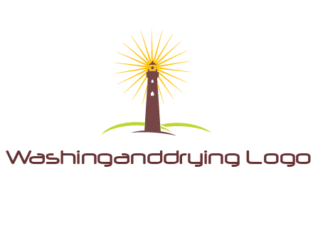 lighthouse with rays logo