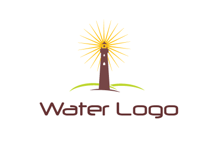 lighthouse with rays logo