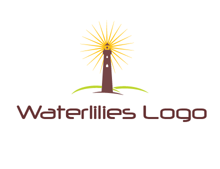 lighthouse with rays logo