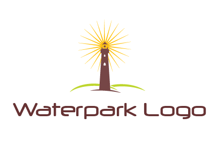 lighthouse with rays logo