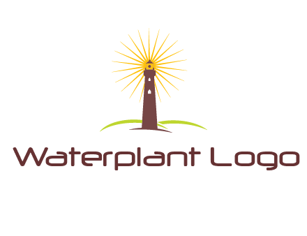 lighthouse with rays logo