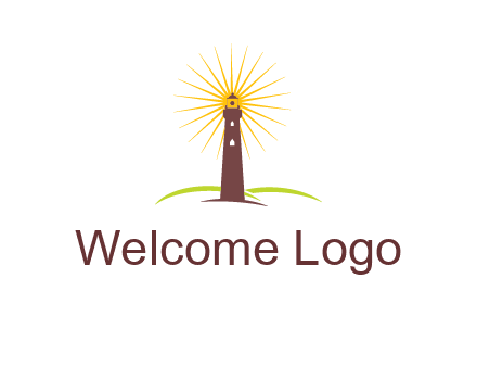 lighthouse with rays logo