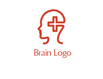 cross inside human head medical logo