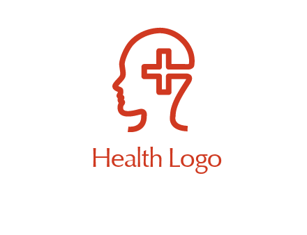 cross inside human head medical logo