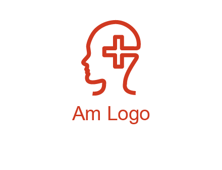cross inside human head medical logo
