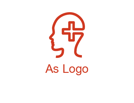 cross inside human head medical logo