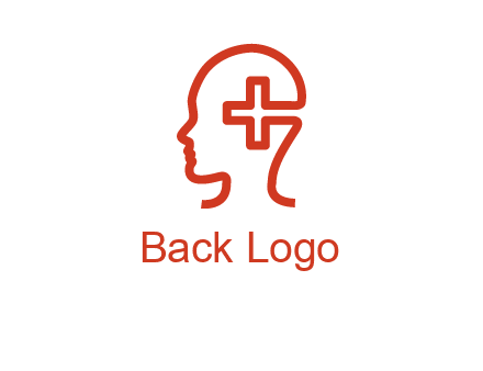 cross inside human head medical logo