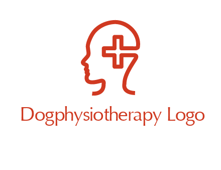 cross inside human head medical logo
