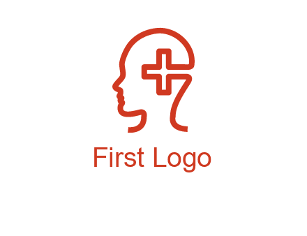 cross inside human head medical logo