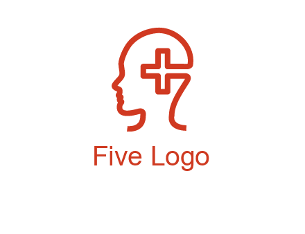 cross inside human head medical logo