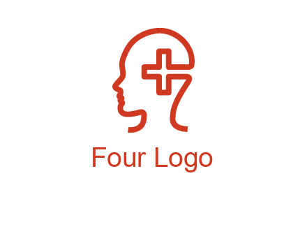 cross inside human head medical logo