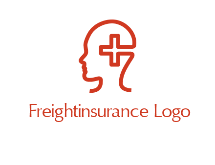 cross inside human head medical logo
