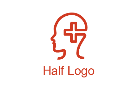 cross inside human head medical logo