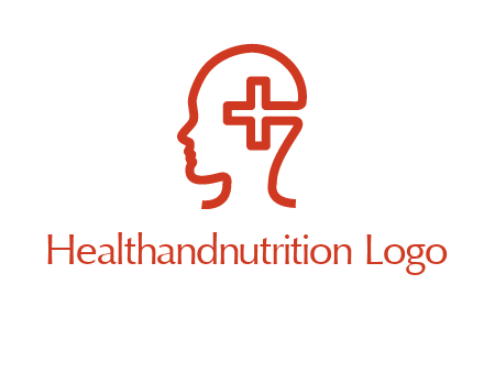 cross inside human head medical logo