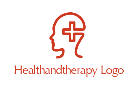 cross inside human head medical logo
