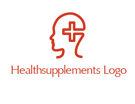 cross inside human head medical logo