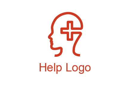 cross inside human head medical logo