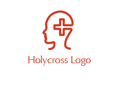 cross inside human head medical logo