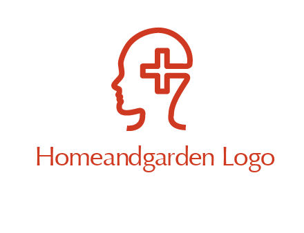 cross inside human head medical logo