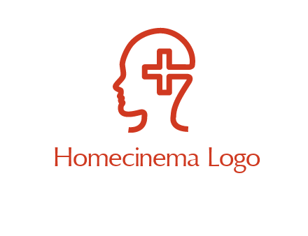 cross inside human head medical logo