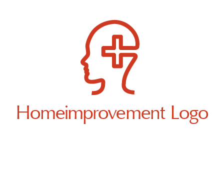 cross inside human head medical logo